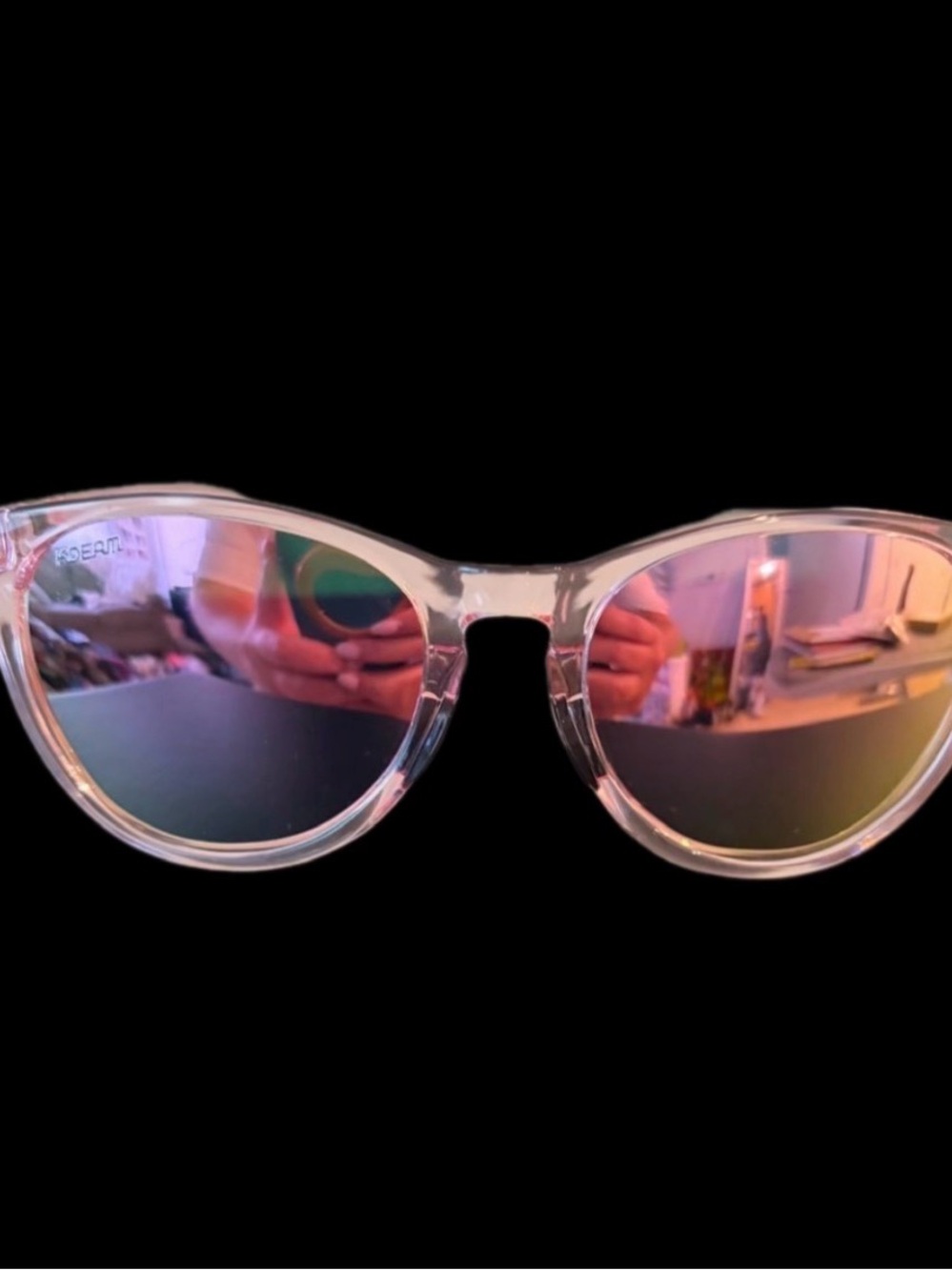 Pink Mirrored Polarized Sunglasses Clear Frame